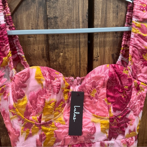 Lulu's Pink and Yellow Floral Mini Dress - Picture 3 of 4